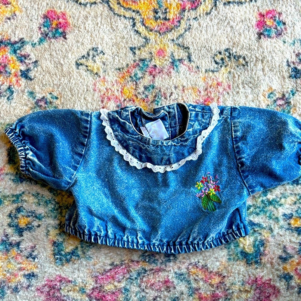 Vintage Embroidered Crop Top for Kids Size 5